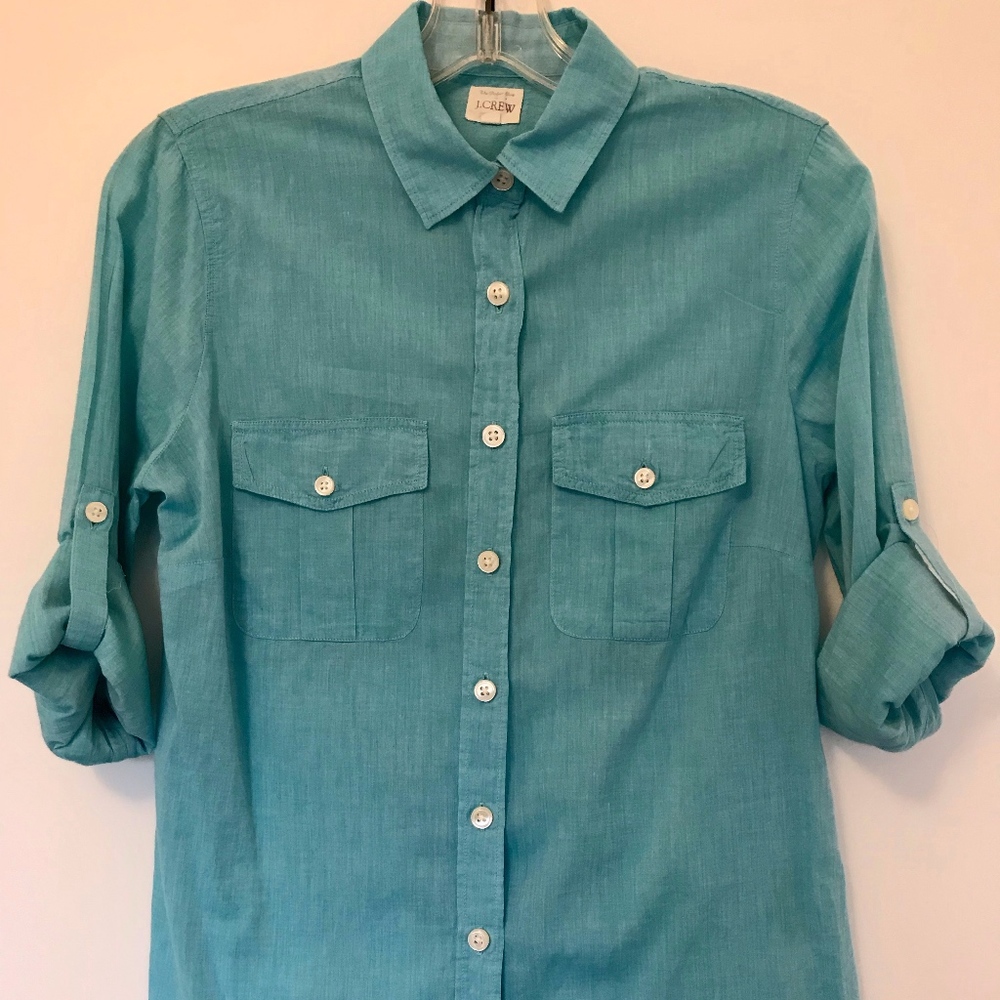 J. Crew "the perfect shirt" teal button down